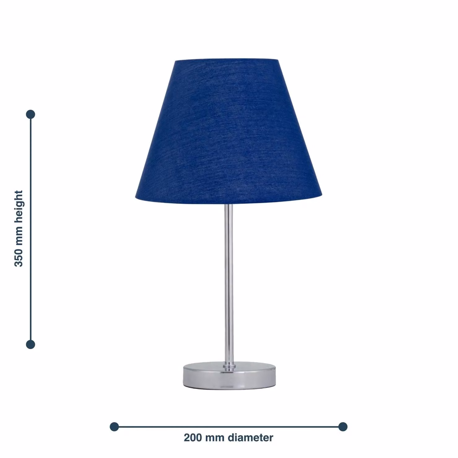 First Choice Lighting Chrome Stick Table Lamp with Blue Fabric Shade – 3