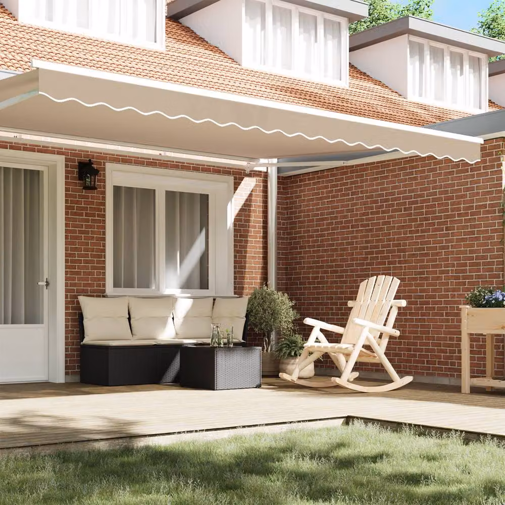 Berkfield Home Awning Valance in Beige Acrylic Fabric for 4.5 m Frame, W: 4.3 m, H: 0.2 m – 3