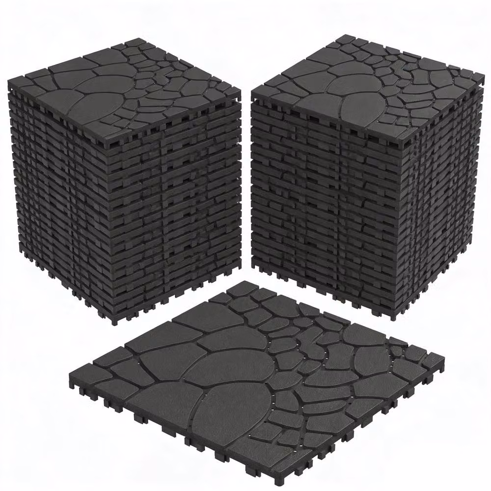 NIVOR 44 Piece Composite Plastic Decking Tiles for Indoor and Outdoor Flooring, W/D/H: 30 x 30 x 30 cm – 6