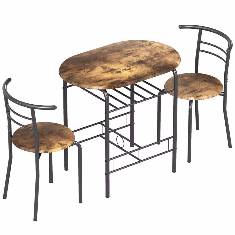 Wyld Haus Vespa 3 Piece Compact Dining Set in Brown and Black – 1