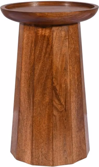 Elm Home And Garden Round Mango Wood Side Table, Brown, W/D/H: 55 x 35 x 35 cm