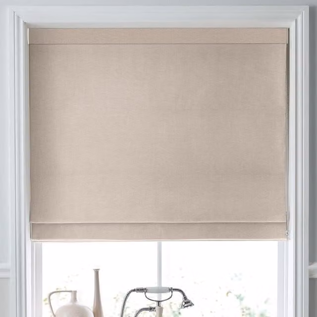 Laura Ashley Swanson Made To Measure Blackout Roman Blind in Beige and Sand Polyester