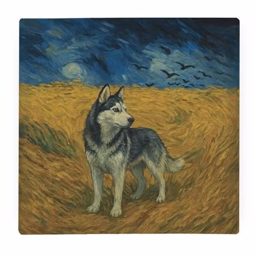 Purely Home Van Gogh Husky Glass Worktop Protector, Square, Multicolour, W: 30 cm x D: 30 cm