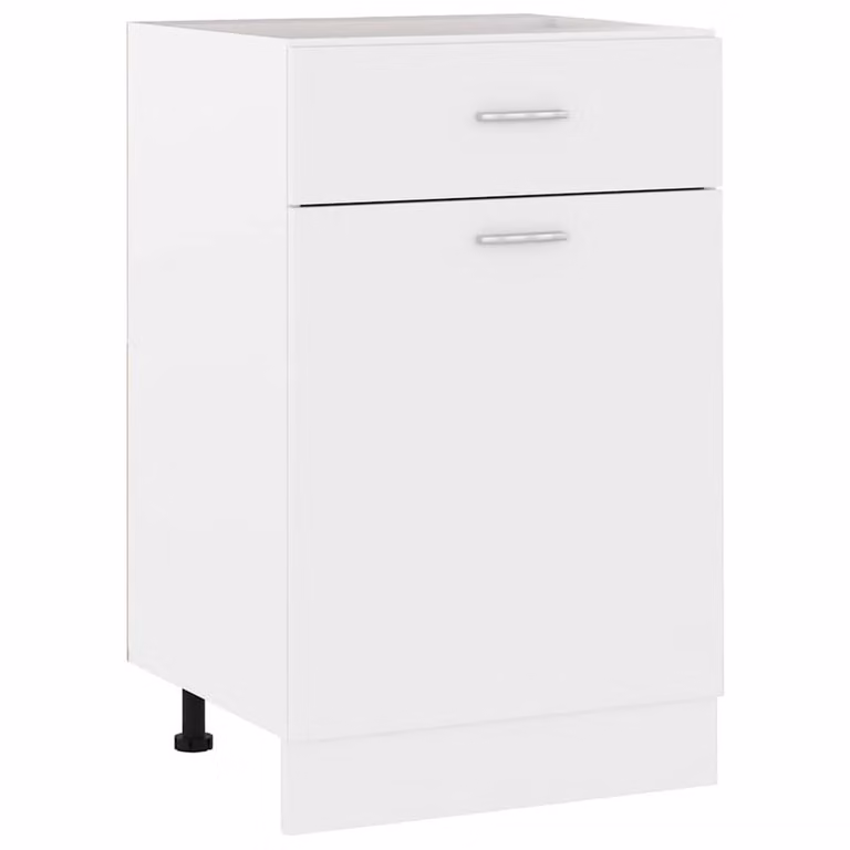 Berkfield Home White Modern Freestanding Kitchen Cabinet with Drawers and Castors, W/D/H: 50 x 46 x 81.5 cm