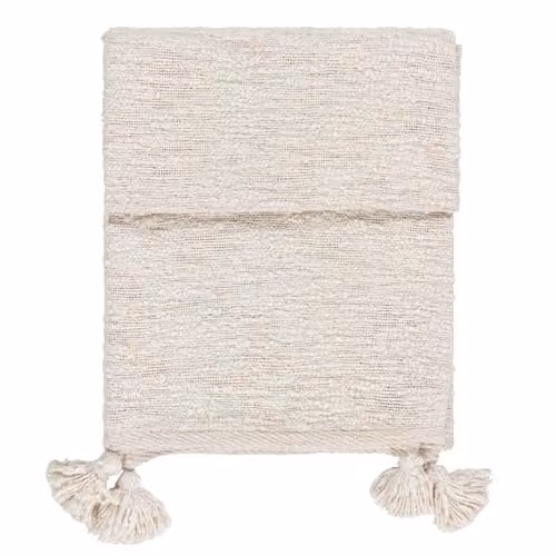 Riva Home Woven Cotton Blend Throw with Fringes, Beige, W/D/H: 130 x 180 cm – 1