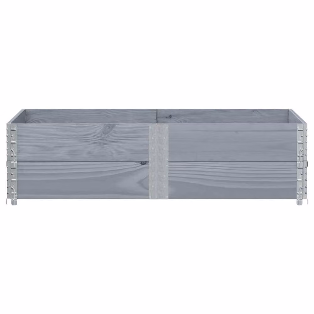 Berkfield Grey Wooden Raised Bed Planter with Galvanised Steel and Solid Wood, W: 100 cm, D: 100 cm, H: 41 cm – 2