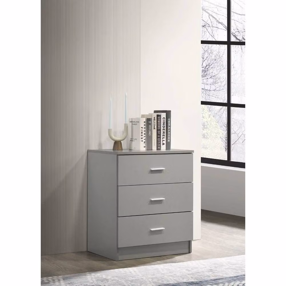 ERGOVEXA Grey 3 Drawer Bedroom Chest of Drawers and Storage Cabinet – 3