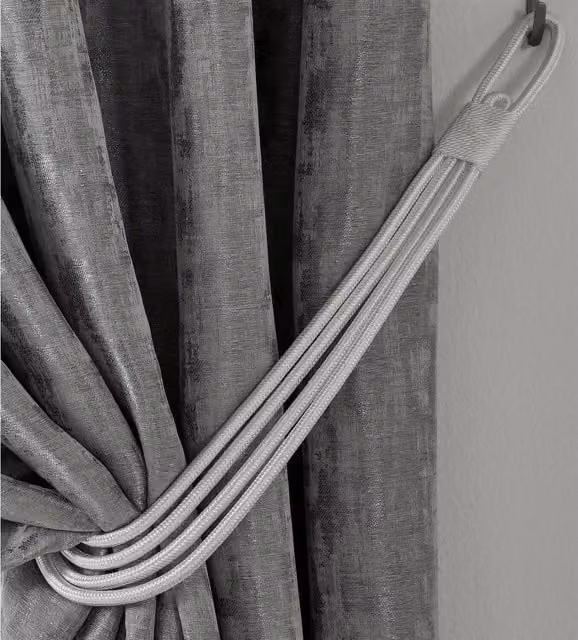 Livinluxury Charlotte Four Strand Rope Curtain Tie Backs Pair - Silver