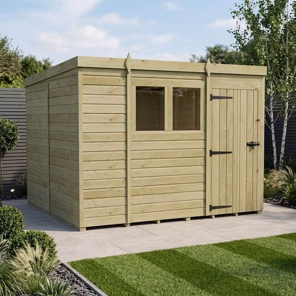 Buttercup Farm Brown Timber Pent Garden Shed with Single Door and Windows – 2