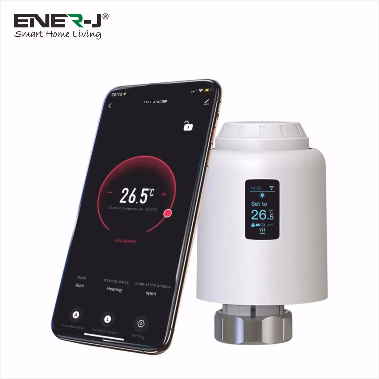 ENER-J Pack of 4 White Wifi Smart Thermostatic Radiator Valves with Display and App Control – 3