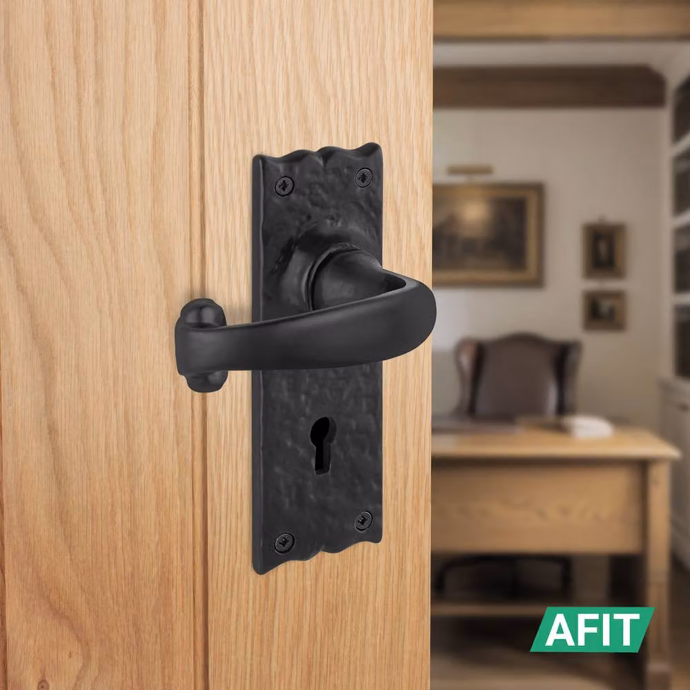 AFIT Black Antique Cast Iron Door Handles with Key Lock, 1 Pair, W/D/H: 15 x 15 x 1.5 cm – 5