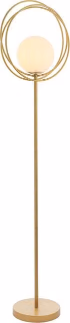 Perch & Parrow Katrina Modern Opal Glass Hoop Floor Lamp in Gold/Brass