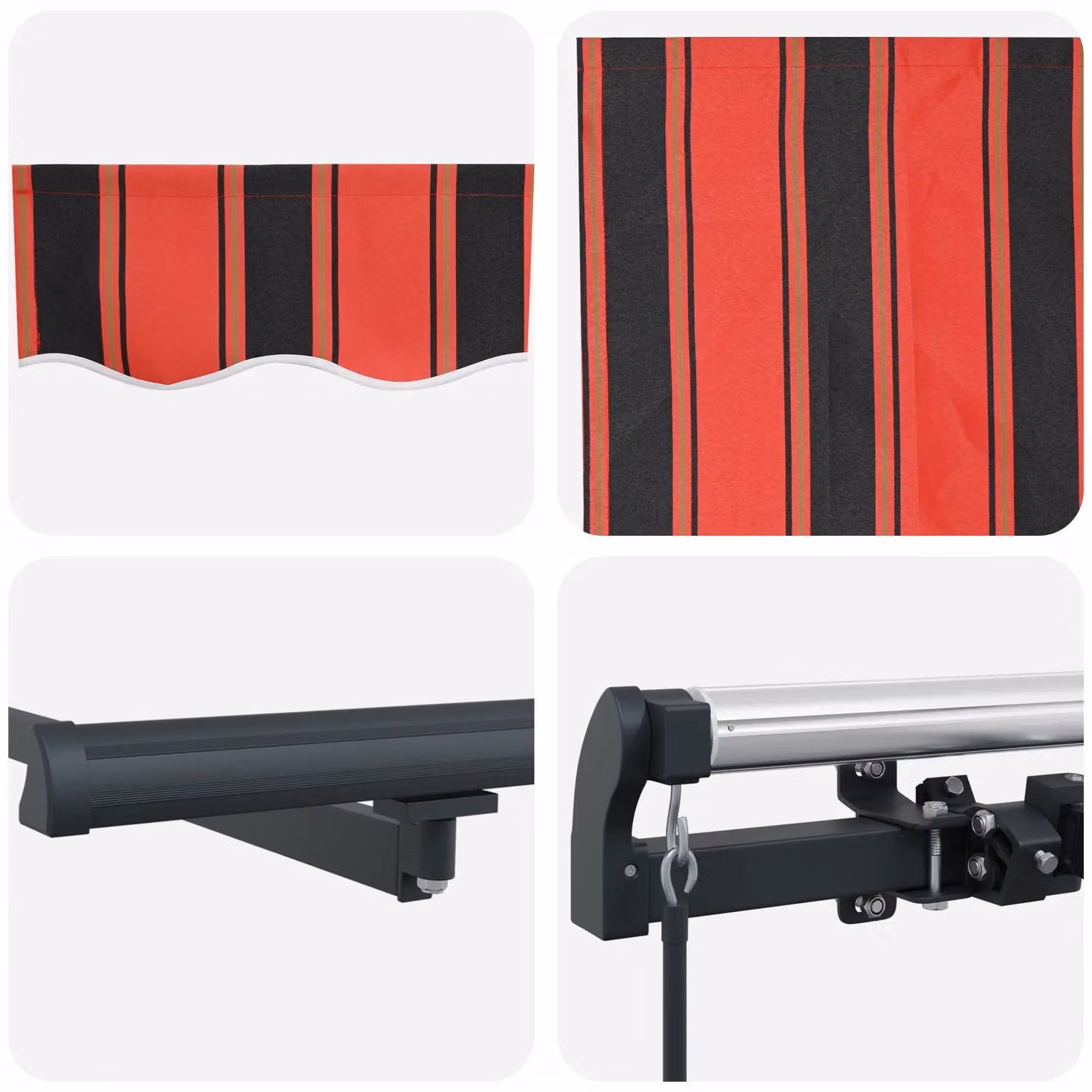 Berkfield Home Manual Retractable Wall-Mounted Folding Arm Awning in Orange and Black, W: 350 cm, D: 200 cm – 4