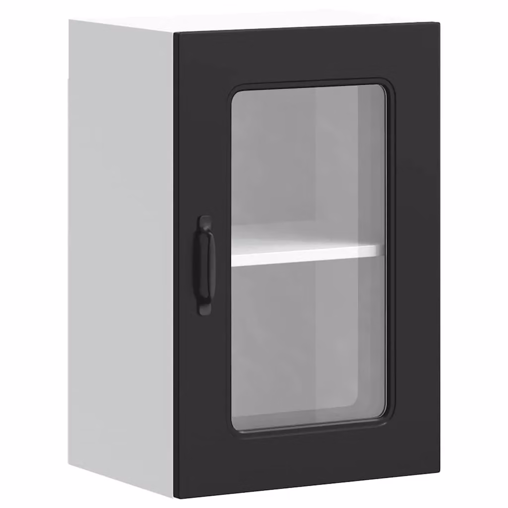 Berkfield Home Kalmar Modern Wall Mounted Kitchen Cabinet with Matt Black Glass Doors – 2