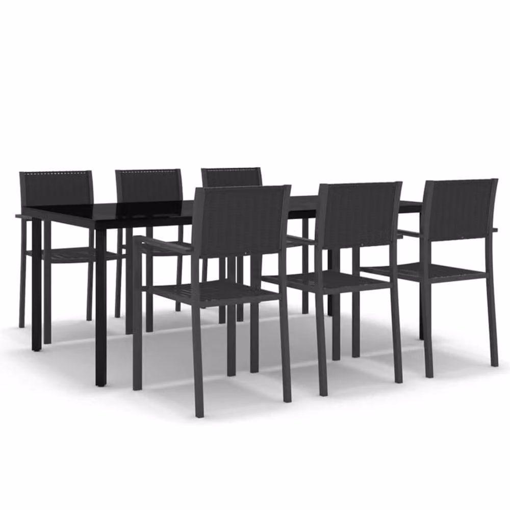 Berkfield Home 7 Piece Modern Garden Dining Set in Black – 3