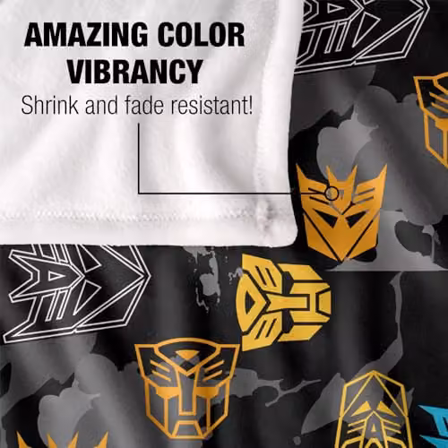 Hasbro Transformers Decepticon Pattern Super Soft Fleece Throw Blanket, W/D/H: 152 x 127 cm, White/Multicolour – 3