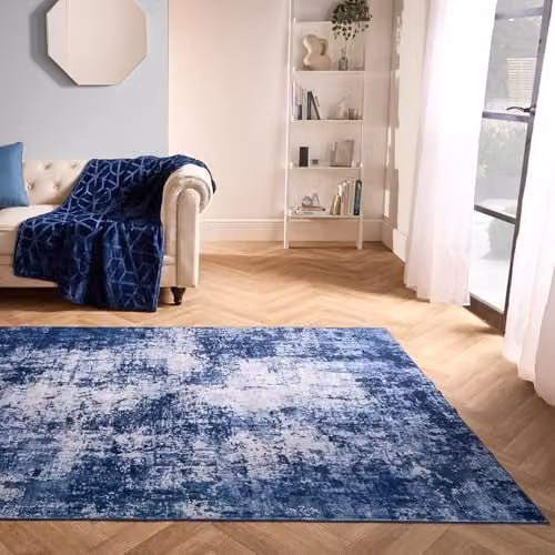 OHS Abstract Washable Non-Slip Rug in Blue, W/D: 120 x 170 cm – 1