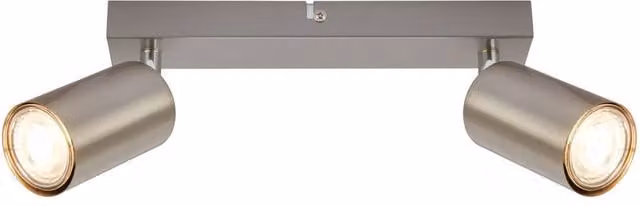 Briloner 2-Light LED Ceiling Spotlight in Silver Metal with Adjustable GU10 Bulbs