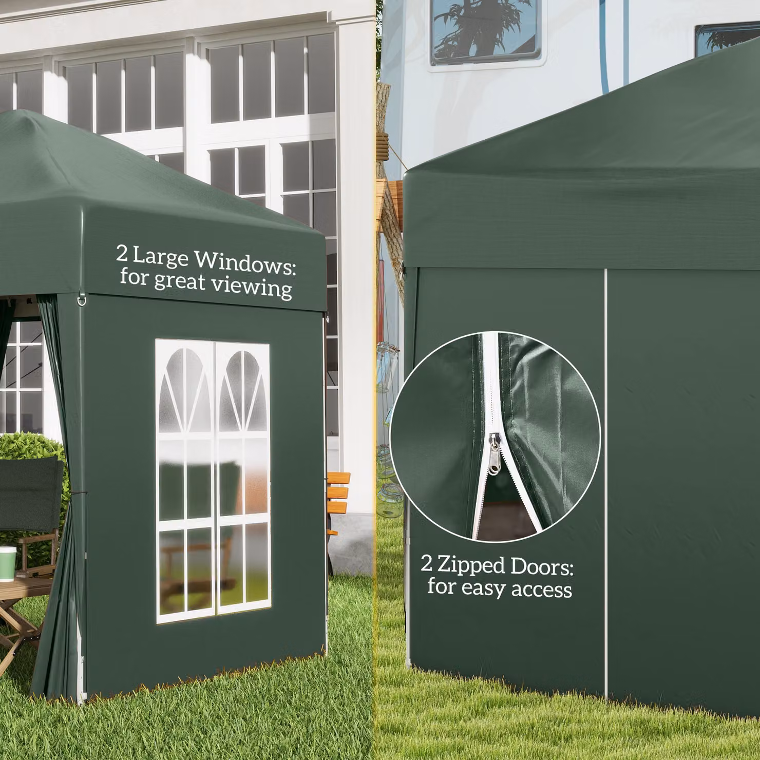 Outsunny Green Pop Up Gazebo with Sides and Waterproof Canopy, W/D/H: 200 x 200 x 240 cm – 8