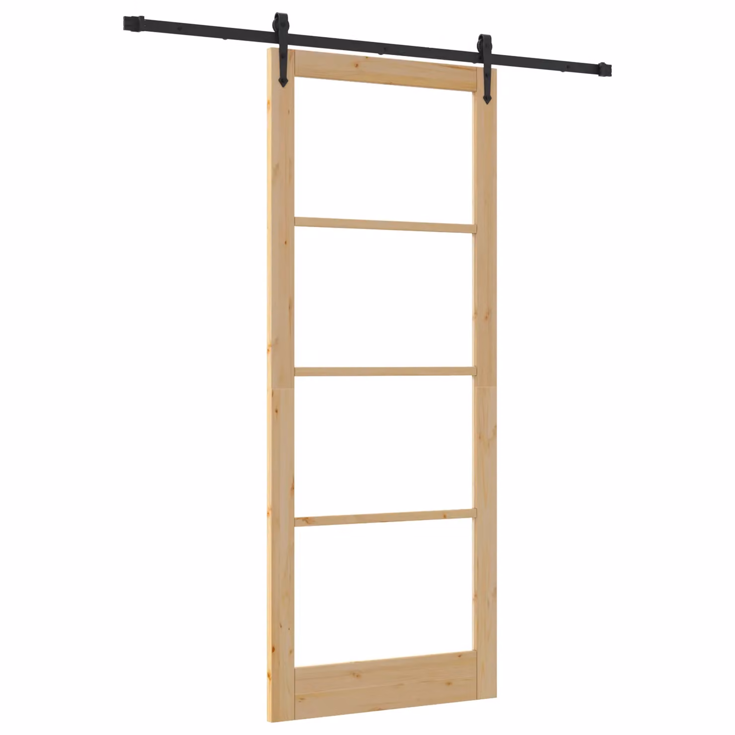 Berkfield Home Modern Sliding Door with Hardware Set in Black Solid Wood, W: 93 cm, H: 232 cm – 2