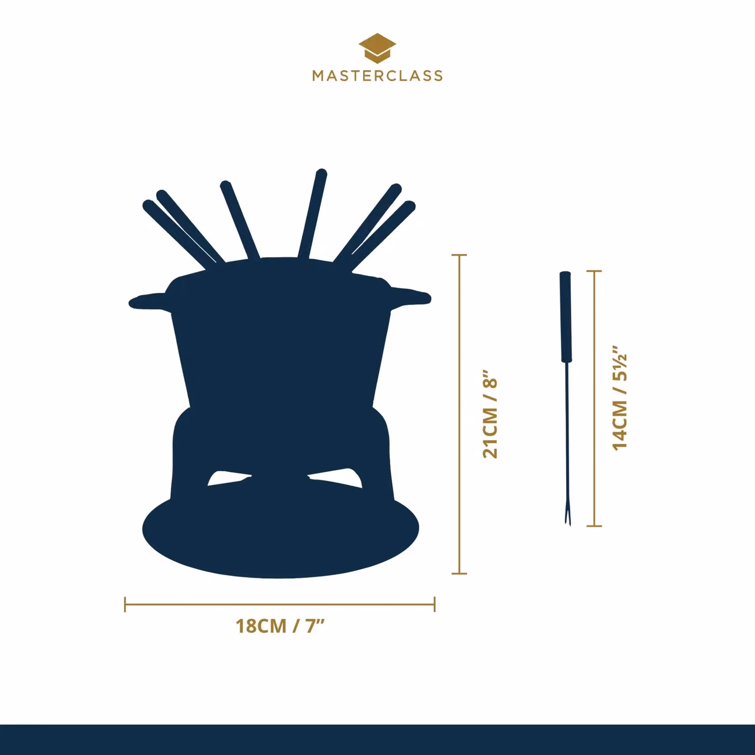 MasterClass Cast Iron Enamelled Black Fondue Set – 7