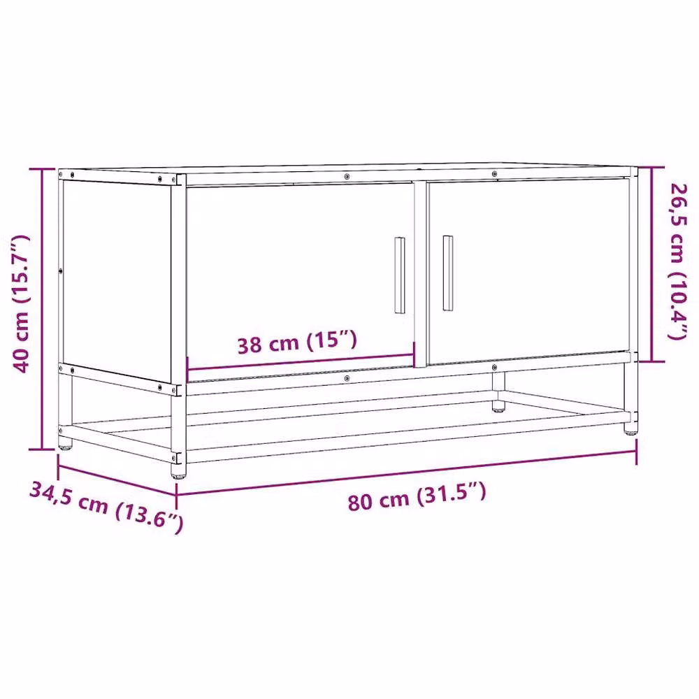Berkfield Home Industrial TV Cabinet in Smoked Oak and Brown, W/D/H: 80 x 34.5 x 40 cm – 6