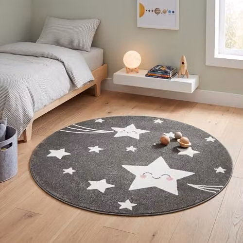 Bravich Grey Stars Kids Round Rug, Diameter: 160 cm – 2