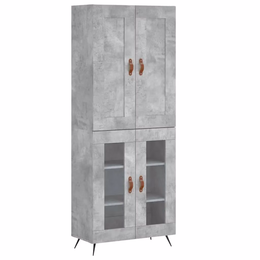 Berkfield Home Industrial Highboard in Concrete Grey, W: 69.5 cm, D: 34 cm, H: 180 cm – 2