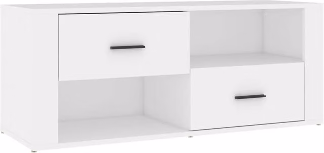 Berkfield Home White TV Cabinet in MDF, W/D/H: 100 x 35 x 40 cm