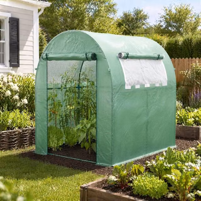 STILVORA Green Walk-in Greenhouse with Roll-up Door and Windows, W/D/H: 180 x 180 x 200 cm