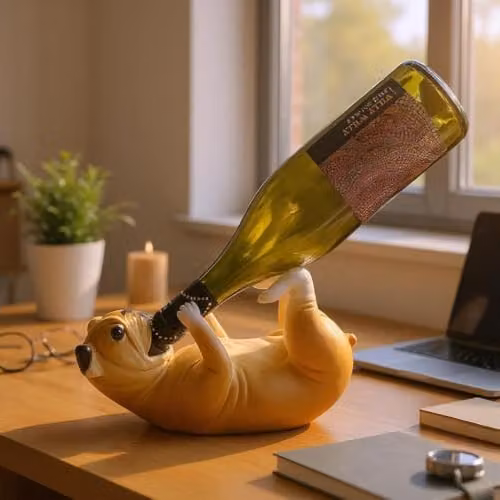 Maison Des Cadeaux Adorable Puppy Dog Wine Bottle Holder, Brown, Tabletop Display Piece – 2