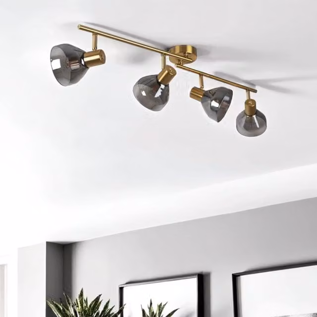 Pagazzi Fosco 4 Light Split Bar Brass Spot Ceiling Light in Gold and Brass