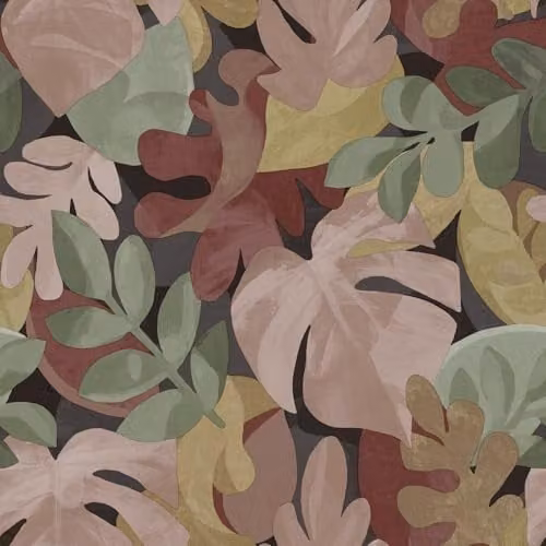 Grandeco Boutique Retro Leaf Red Floral Non-Woven Eco Wallpaper