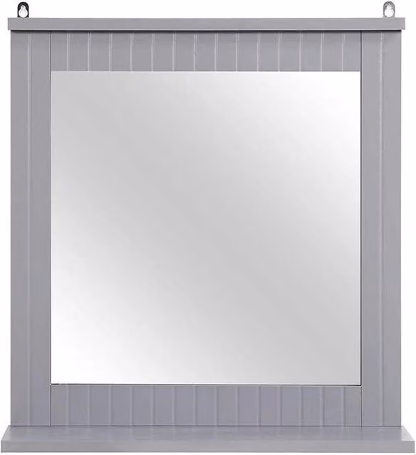 FORGEVIO Grey Modern Rectangular Wood Frame Wall Mounted Bathroom Mirror