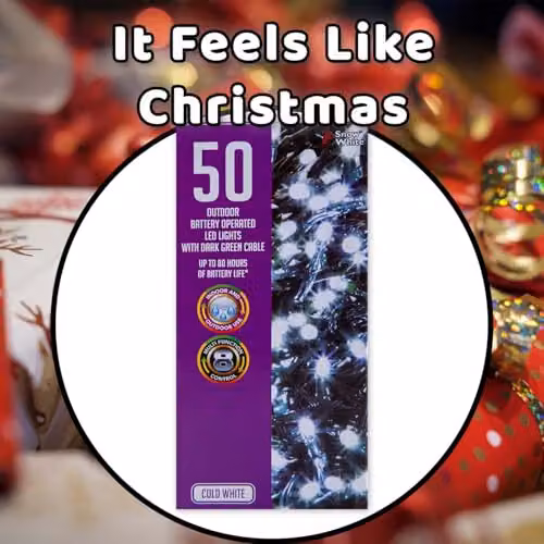 VFM e-Store Cool White Christmas String Lights with 50 Bulbs – 7