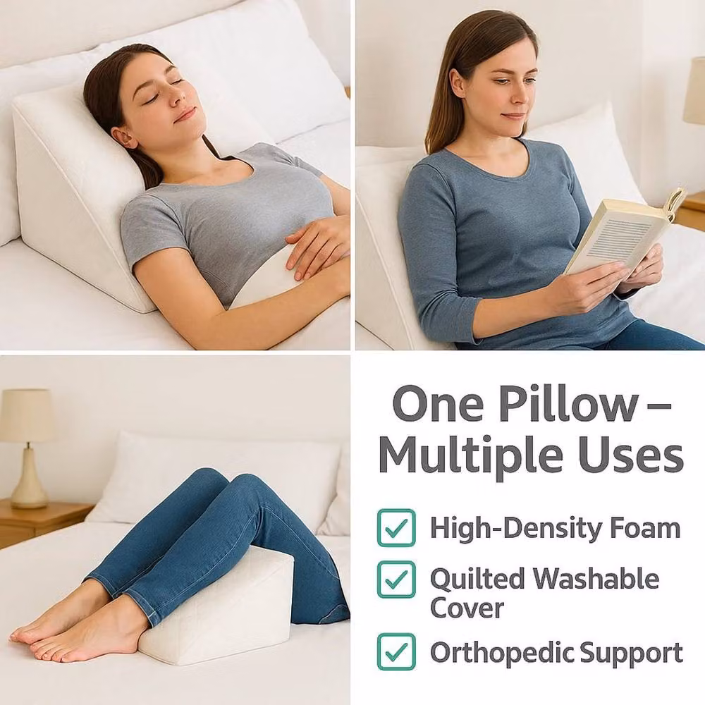 NESTLUNE Orthopaedic Adult Bed Wedge Pillow in White, W/D/H: 40.64 x 40.64 x 79.25 cm – 3