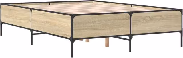 Berkfield Home Durable Sonoma Oak Bed Frame in Light Oak, W/D/H: 140 x 200 x 143 cm – 1