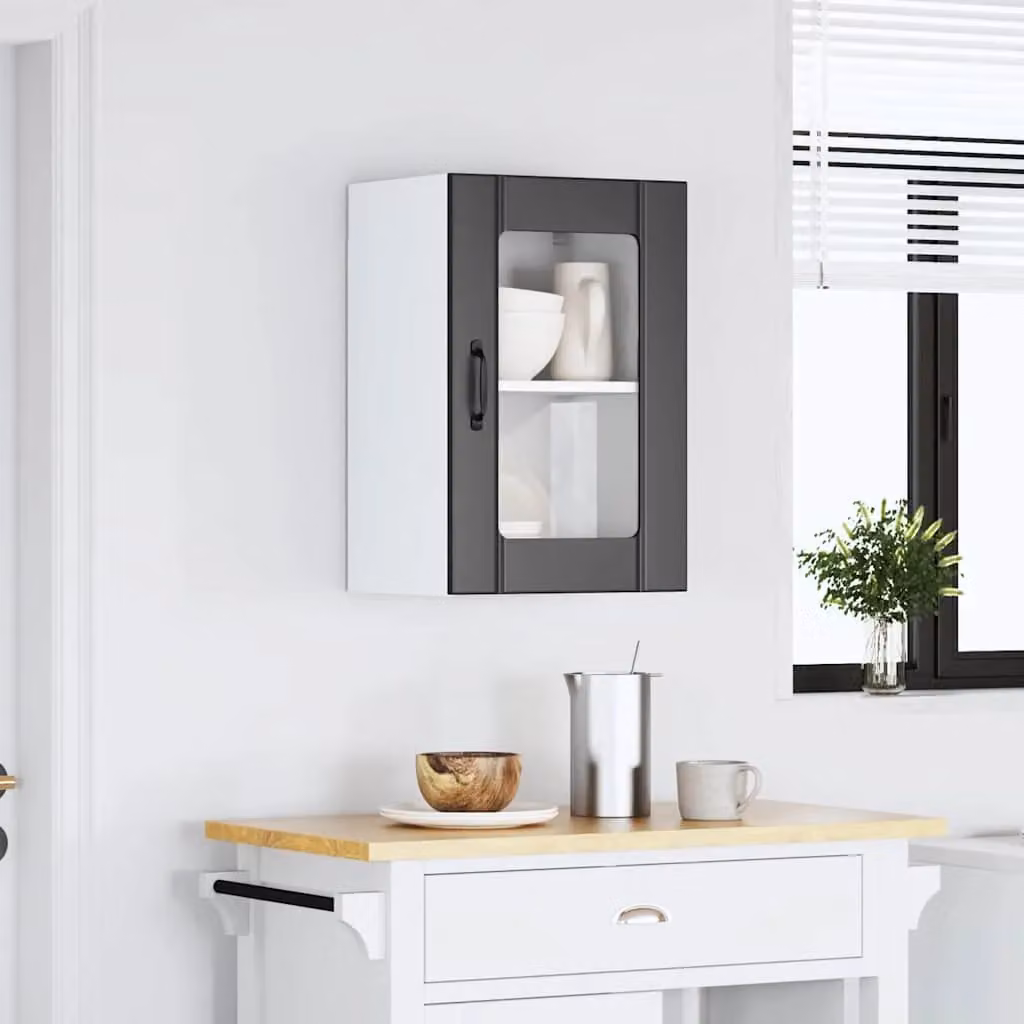 Berkfield Home Lucca Black Modern Kitchen Wall Cabinet with Glass Doors – 3