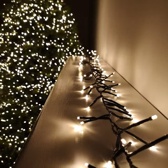 Premier Decorations Premier Clusterbrights Warm White LED Christmas Cluster Lights with Timer, 9.3m, Indoor and Outdoor Use