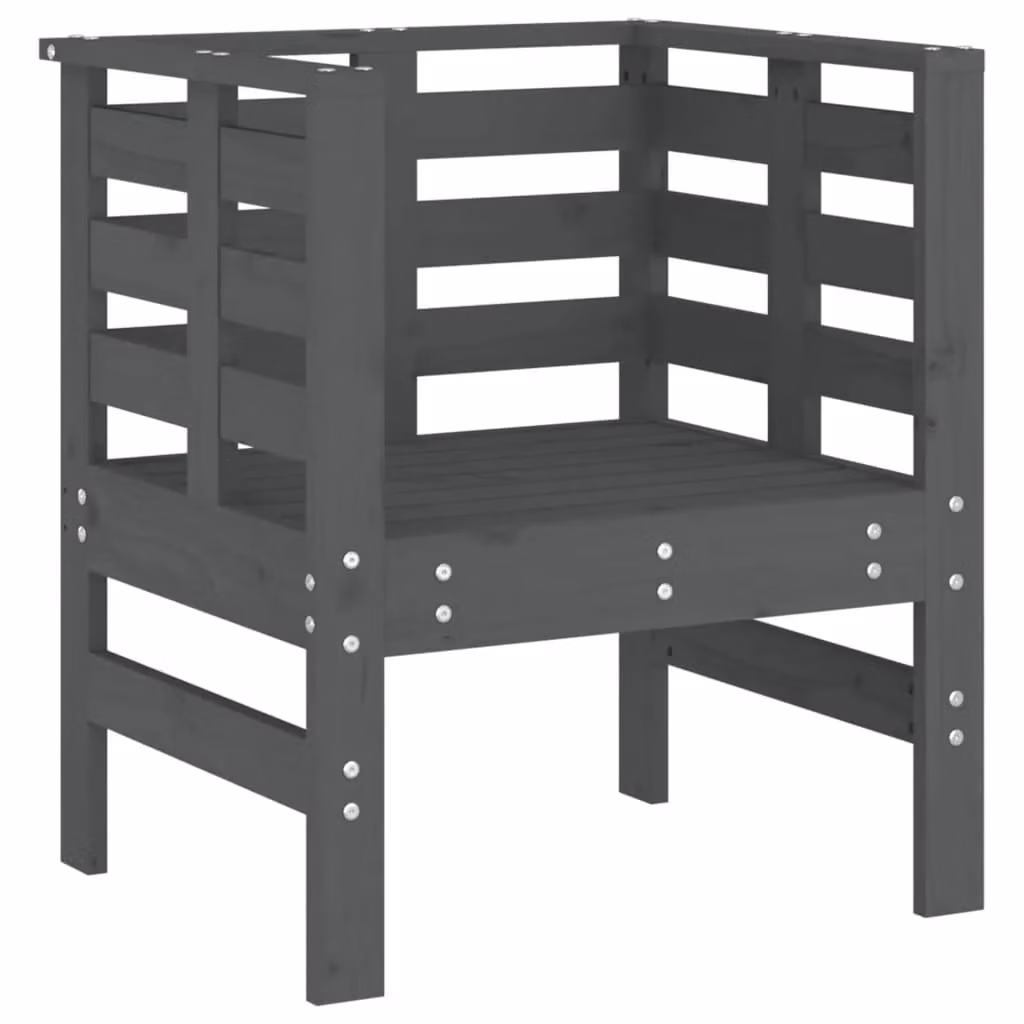 Berkfield Home Set of 2 Grey Rustic Garden Chairs in Solid Pine Wood, W/D/H: 61.5 x 53 x 71 cm – 3