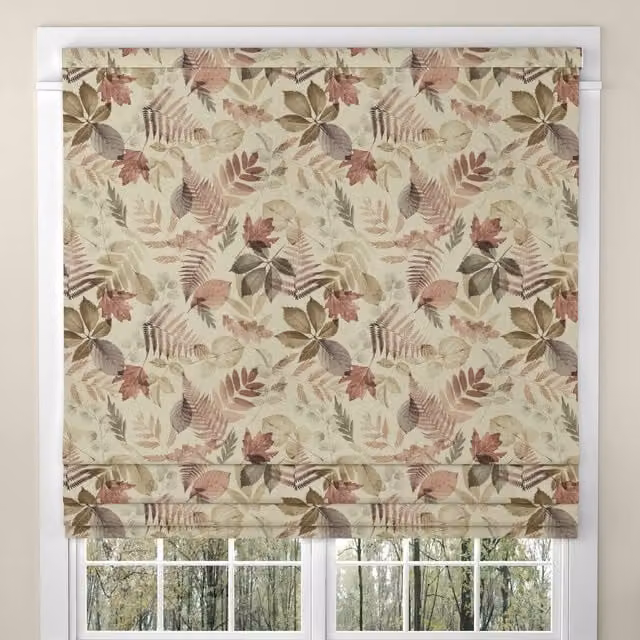 ANTE DECOR Folium Made To Measure Blackout Roman Blind in Berry Floral Pattern