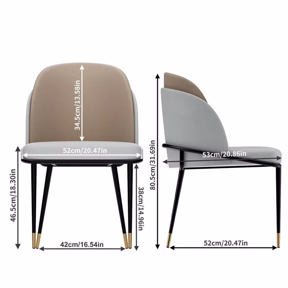 PAWNORA Set of 2 Modern Dining Chairs in Beige Fabric and Synthetic Leather – 2
