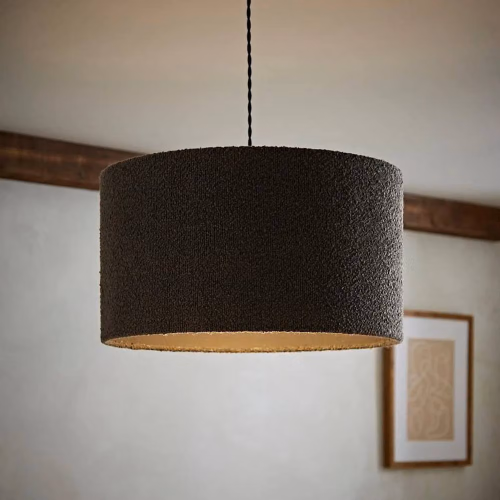 FORGEVIO Modern Cylinder Fabric Lampshade Ceiling Light in Grey Charcoal Large – 2