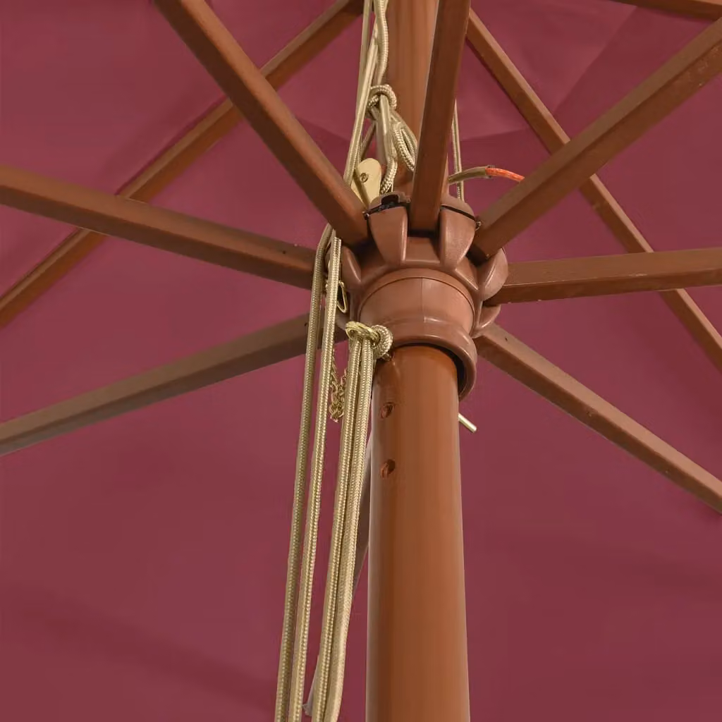 Berkfield Home Garden Parasol with Wooden Pole in Red, W: 400 cm, H: 273 cm – 3