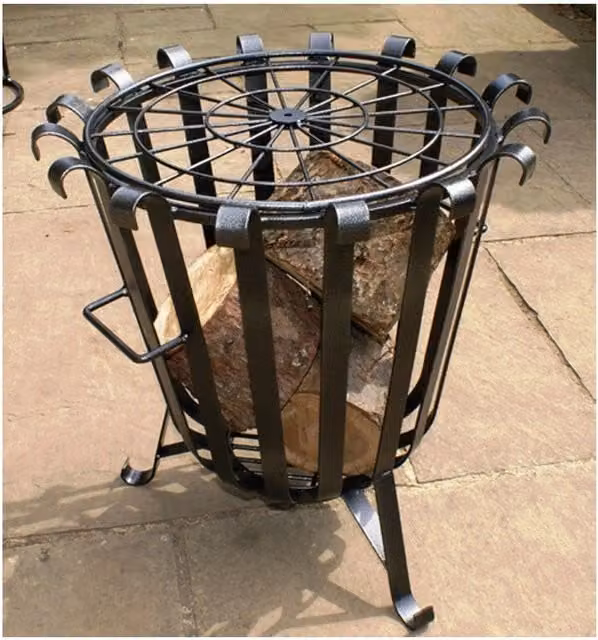 Poppyforge Black Steel Garden Brazier Fire Basket, W: 50.8 cm, D: 50.8 cm, H: 53.3 cm