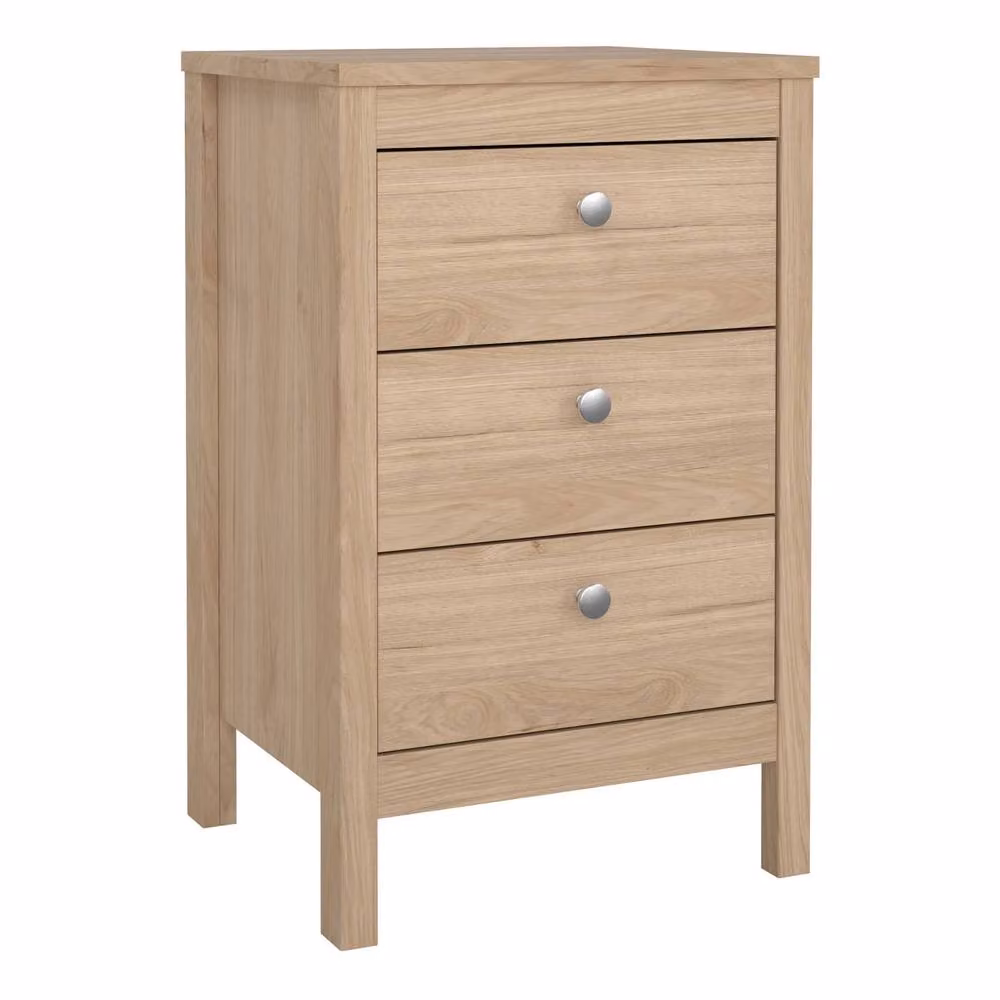 Wyld Haus Gossmere Hickory Oak Effect Bedside Table with 3 Drawers in Brown – 2