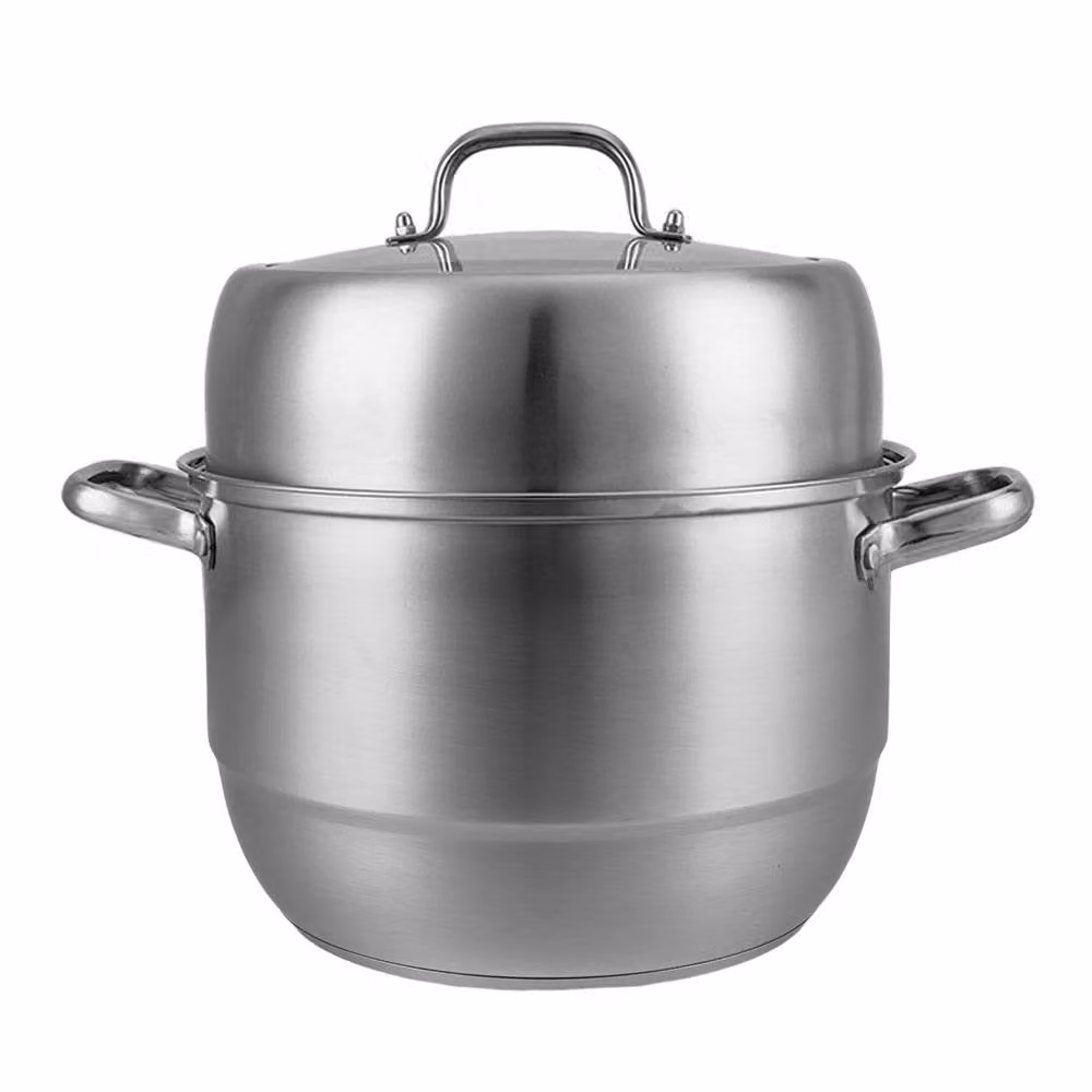 Living and Home 2-Tier 304 Stainless Steel Steamer Pot in Metallic Silver, Diameter: 30 cm – 1