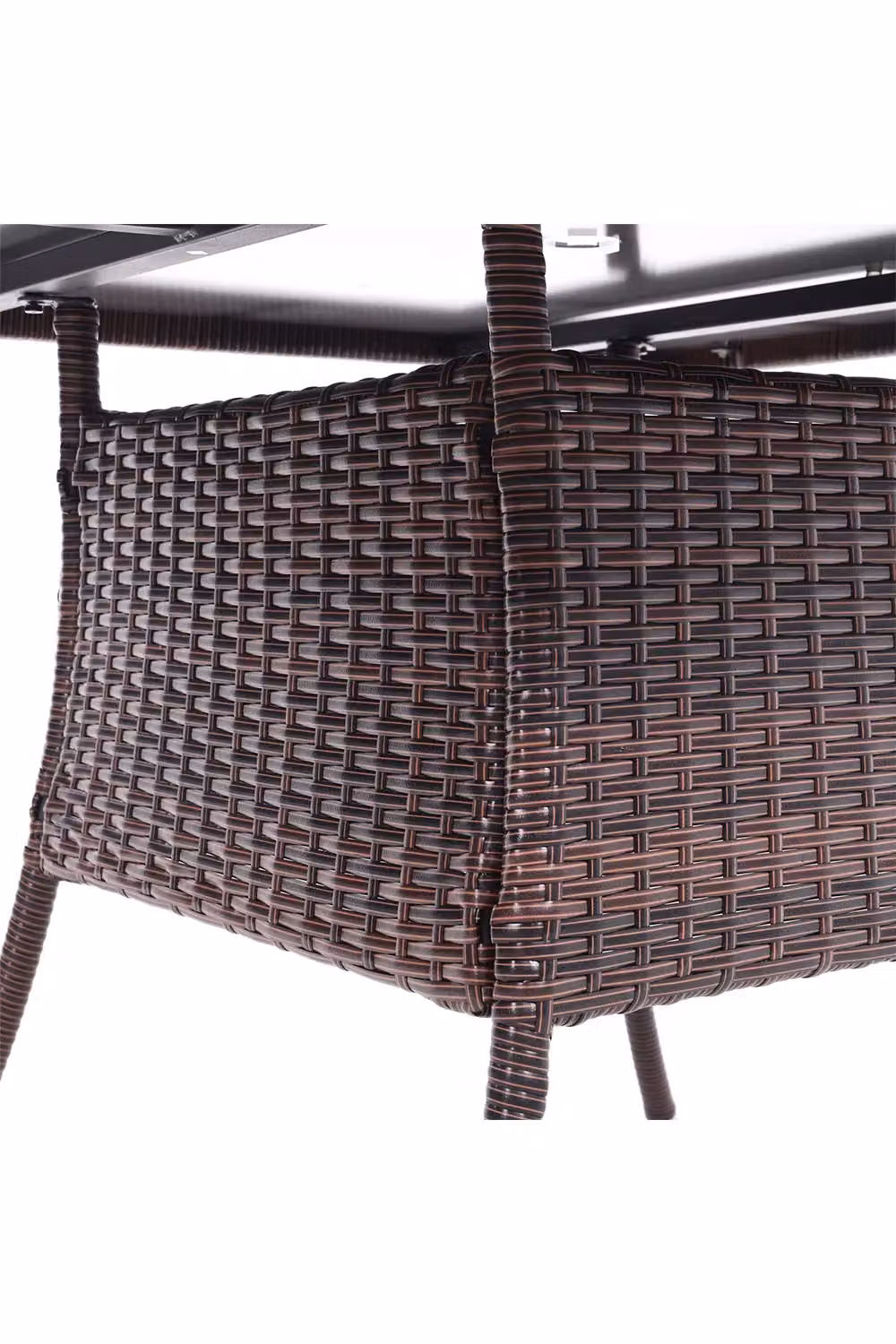 Living and Home Square Wicker Garden Dining Table with Parasol Hole in Brown – 3