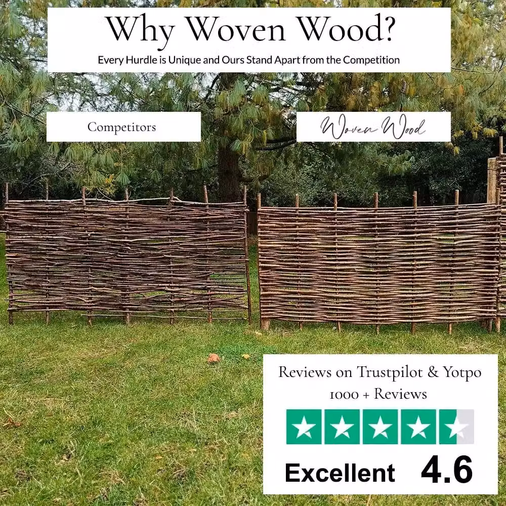 Access Garden Products Hazel Hurdle Fence Panel Premium Woven Wood in Brown, W: 152.4 cm, H: 180 cm – 3