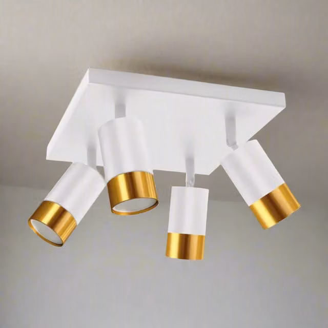 CGC Lighting PUZON Adjustable Four Head GU10 Ceiling Spotlight Bar Light in White